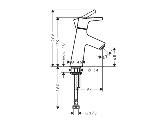 Mitigeur lave-mains HANSGROHE 80 sans tirette ni vidage chrome + nettoyant Briochin
