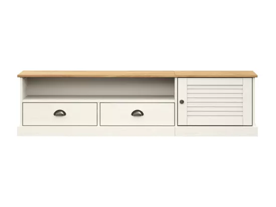 Meuble TV VIGO blanc 156x40x40 cm bois massif de pin