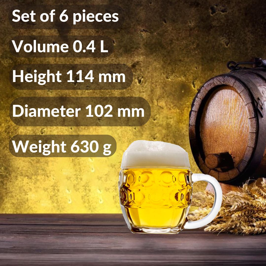 Bierglas, Bierkrug, Maßkrug, Bierseidel 6er Set Biergläser, Tübinger - 0,4 Liter
