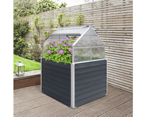Klassieke verhoogde tuinbak WESTANN Store & Grow inclusief opbergruimte 120 x 120 x 169 cm antraciet