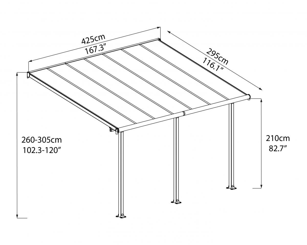 Palram - Canopia Olympia Terrassenüberdachung anthrazit 425x295x305 cm