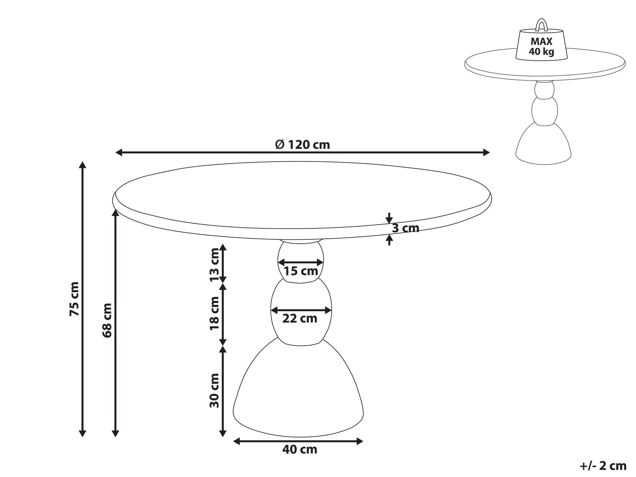 Eettafel SILVON Donkerbruin 120 cm Mangohout 120 cm