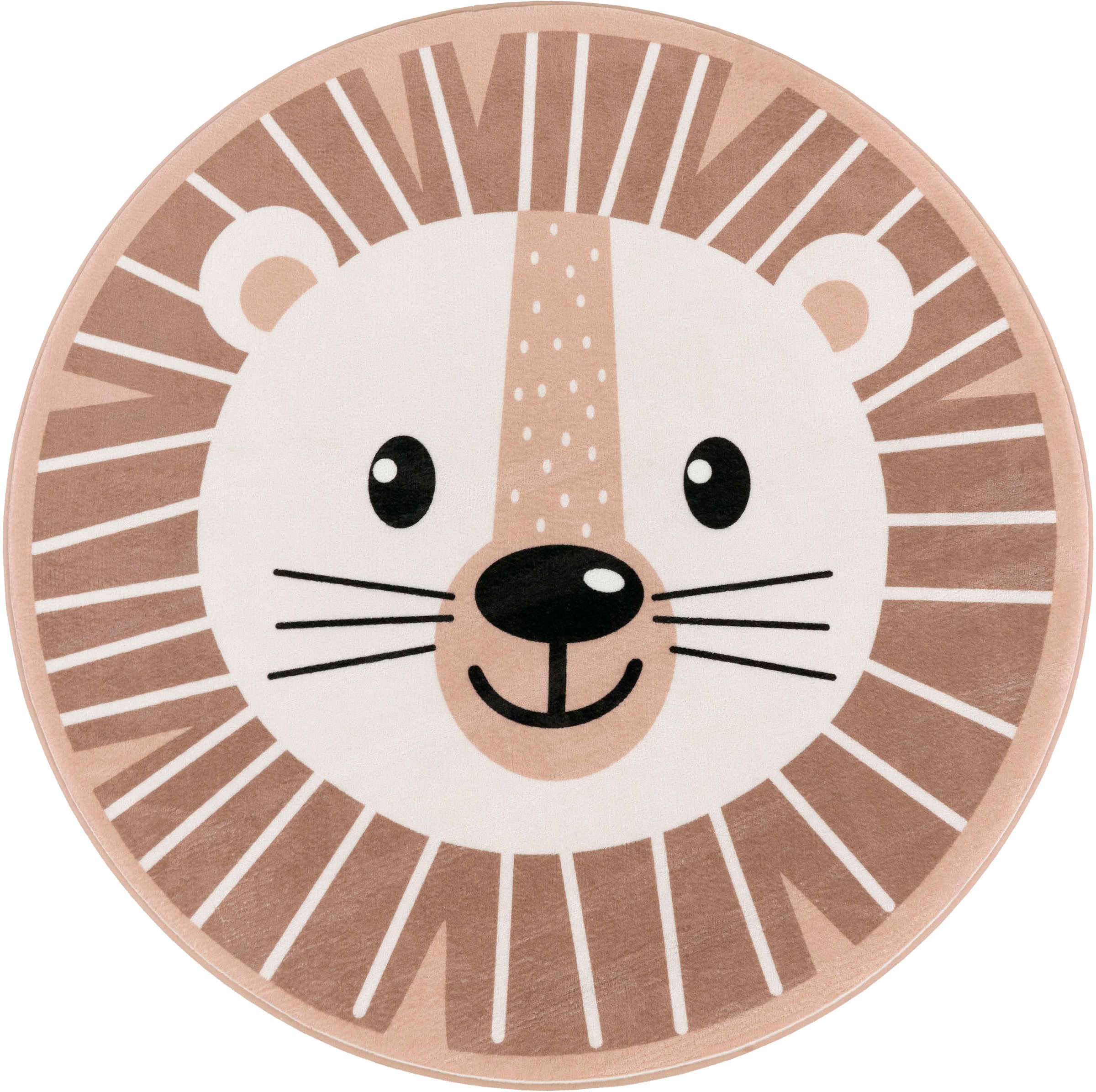 Paco Home Kinderteppich »Chicos 556« rund 2 mm Höhe Flachgewebe, Motiv Löwe, Kinderzimmer