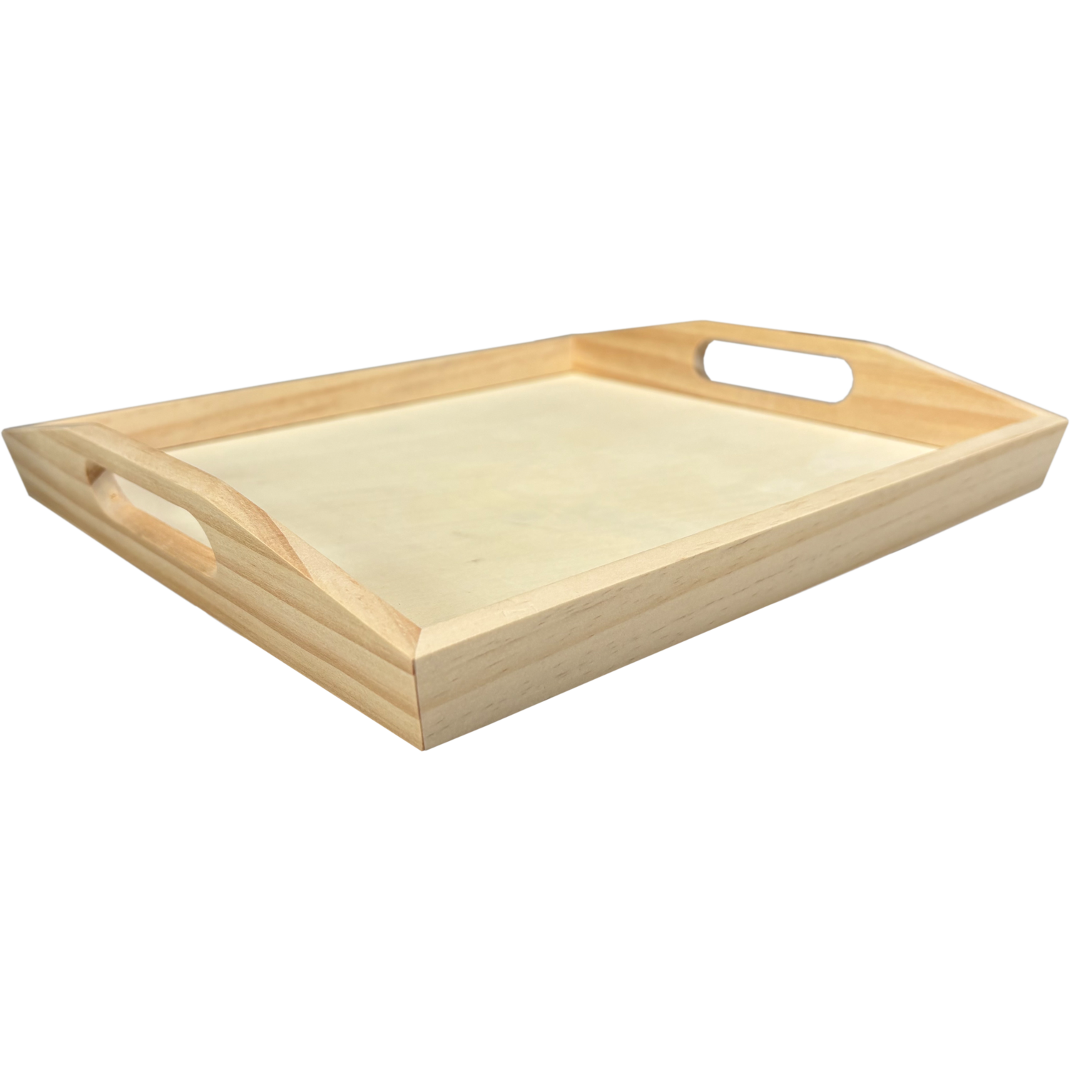 Dienblad, 27x24x4cm, met handgrepen, hout, naturel