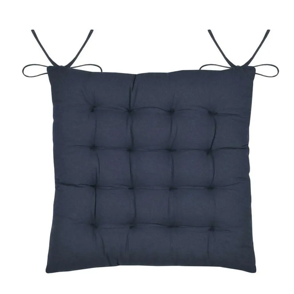 Stof Textile stoelkussen - donkerblauw - 38 x 38 x 4 cm