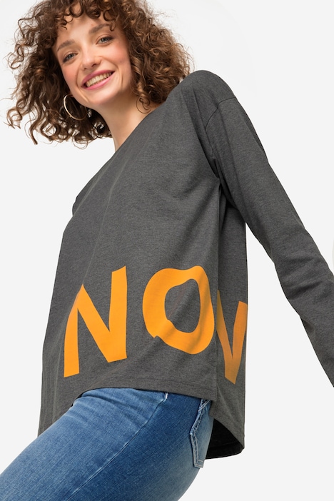 T-Shirt, NOW Statement-Print, Rundhals, Langarm, OEKO-TEX