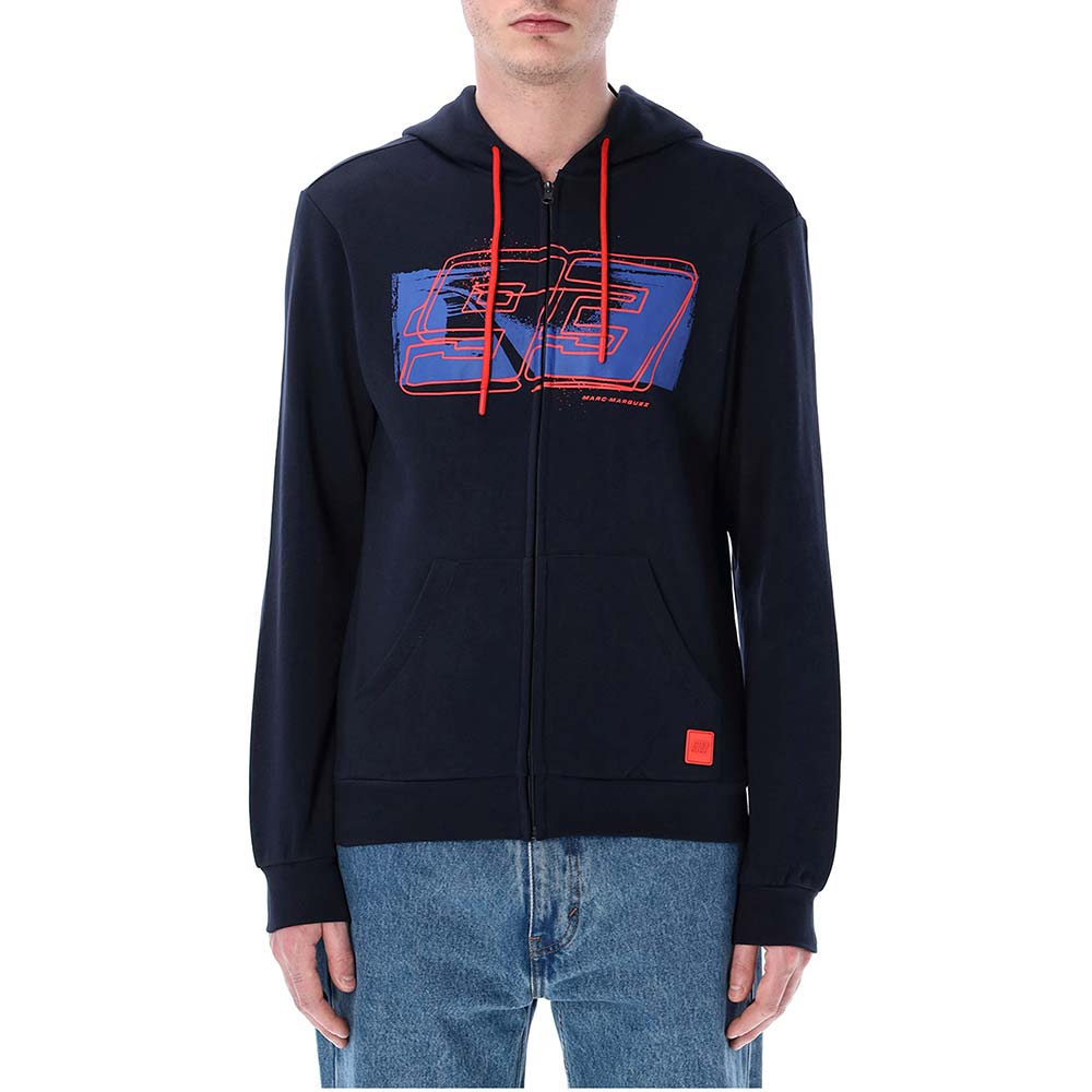 marc marquez - Sweat zippé à capuche 93 Shaded Bleu / Rouge