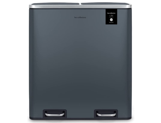 LES COLLECTEURS - Poubelle à pédale N°906 gris foncé - Double compartiment 2 x 30L