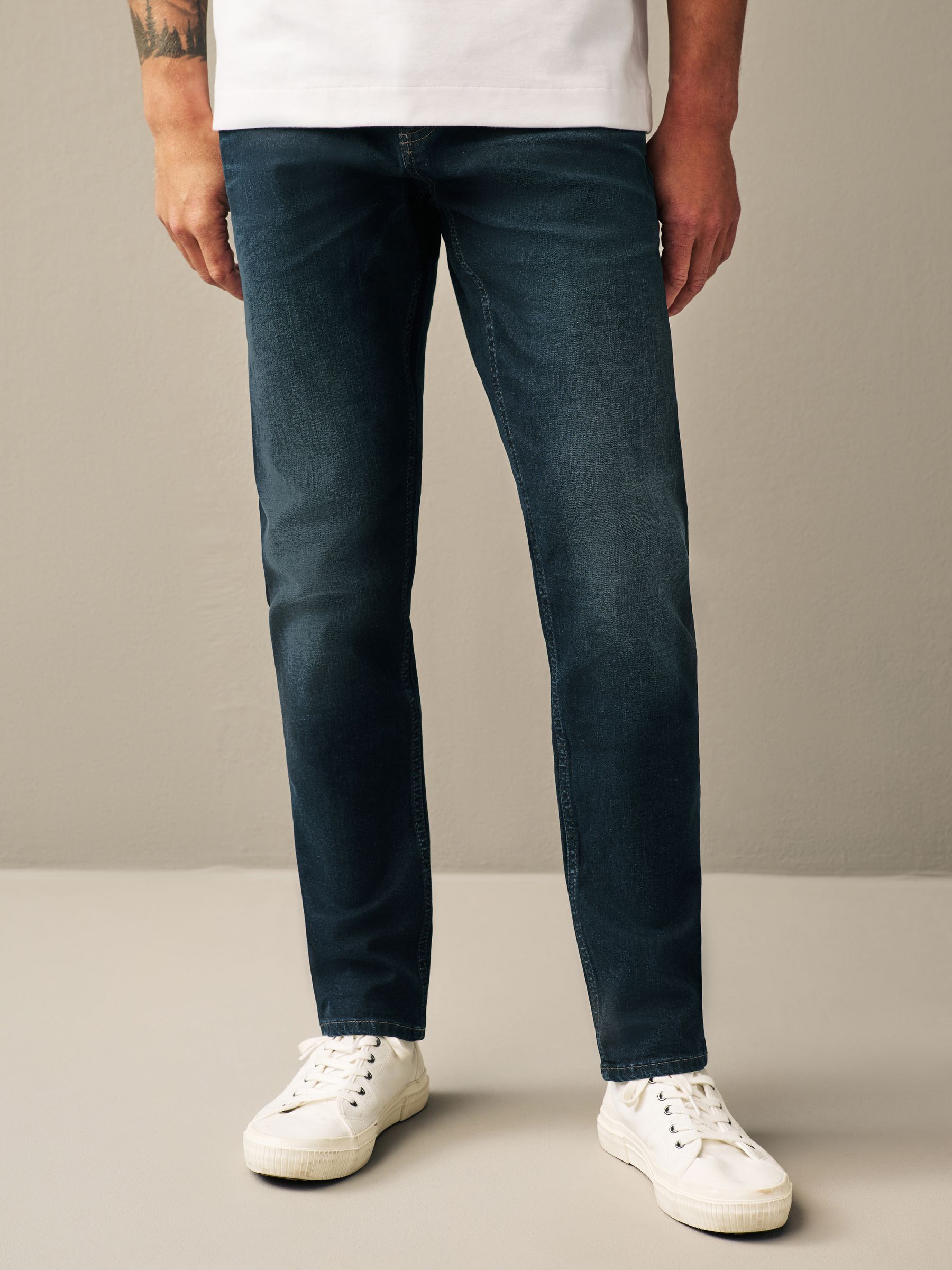 Diepblauw - Slim Fit - Authentieke stretch denim jeans