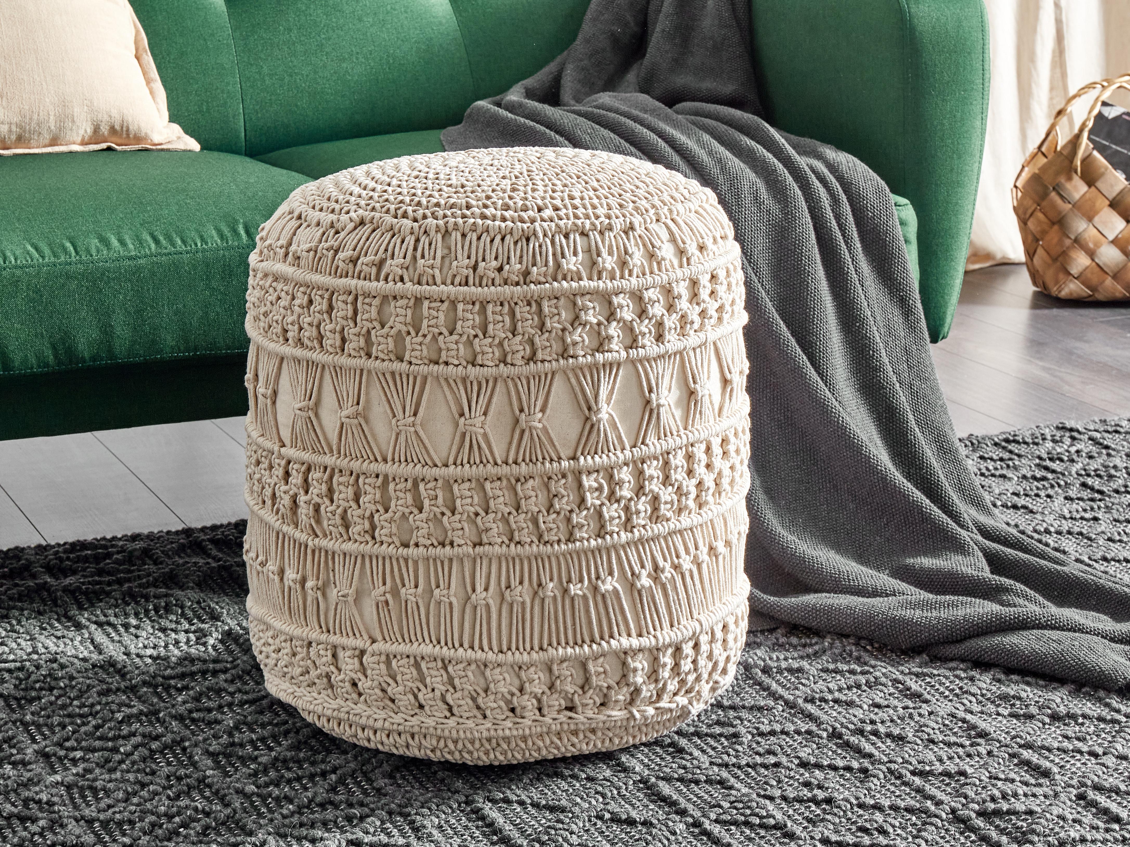 Poef Macramé THAKOT Katoen Beige