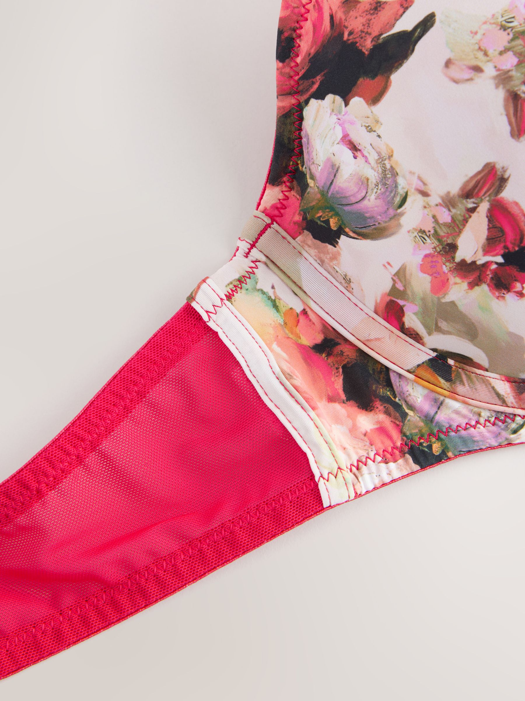 B by Ted Baker Pink Floral Print Padded Plunge Bra