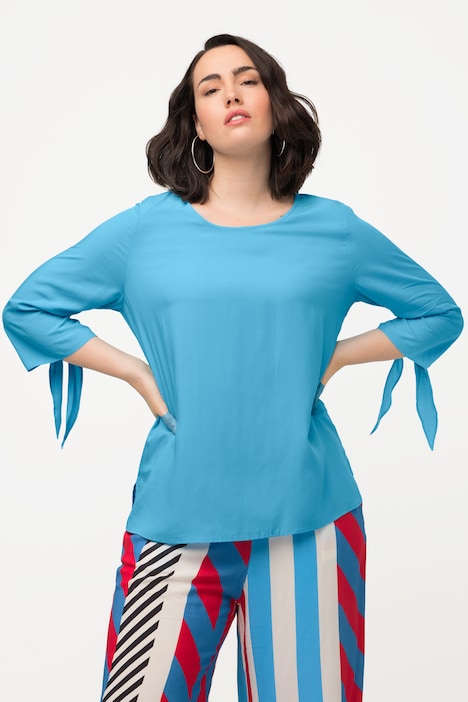 Bluse, Oversized, Saumschleife, Rundhals, 3/4-Arm