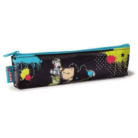 NICI Mäppchen Jolly Leroy & Ratte Nylon flach, 19,5 x 5 cm