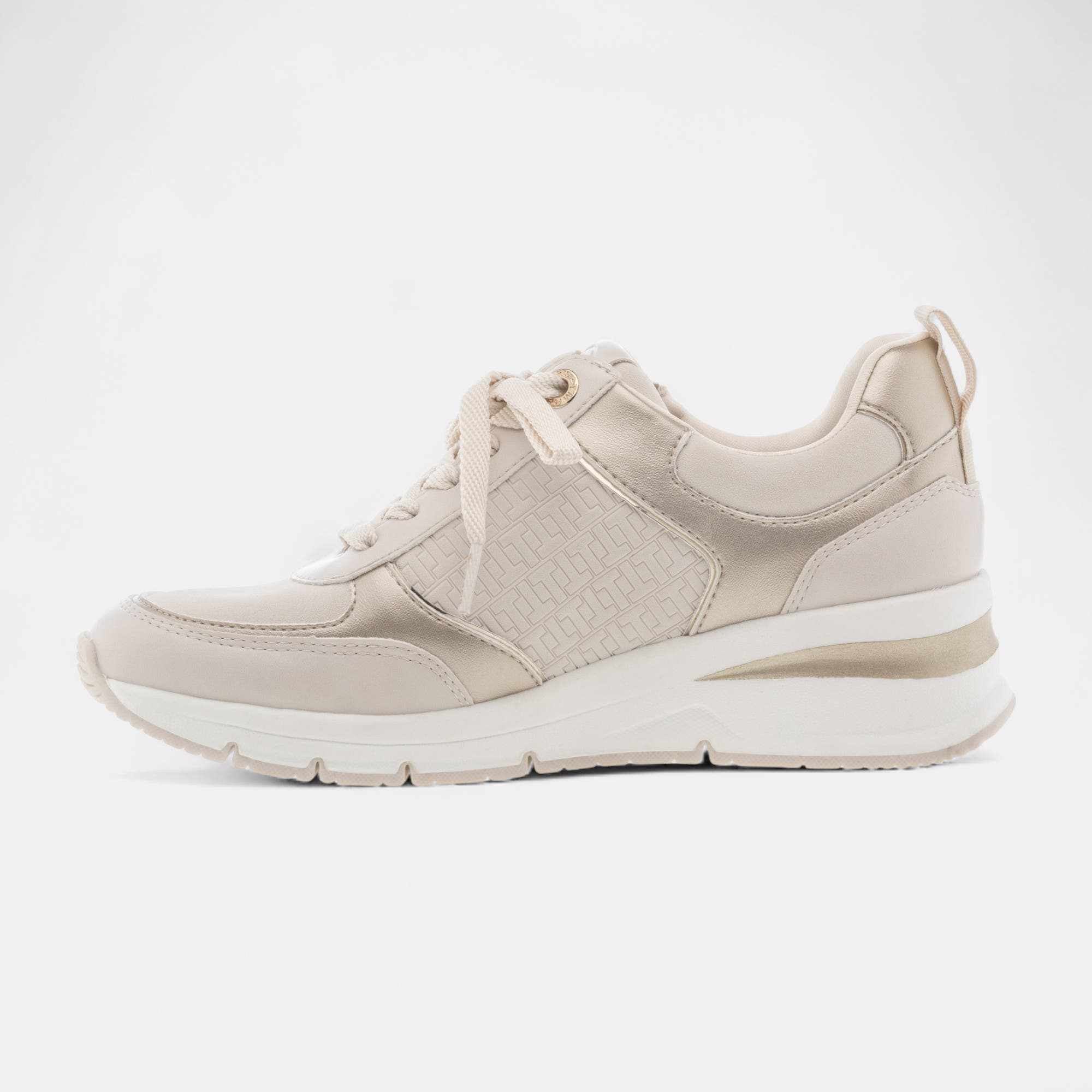 Baskets basses à talon compensé Femme beige