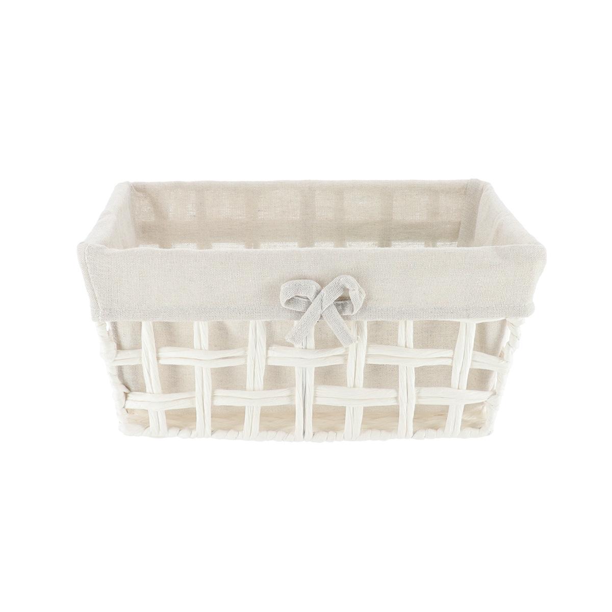 PANIERE RECTANGLE EVASEE 32X24X15CM BLANC LIN