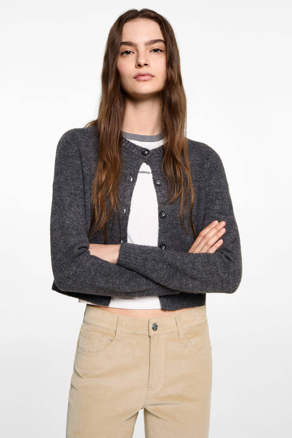MANGO TEEN flared casual broek beige