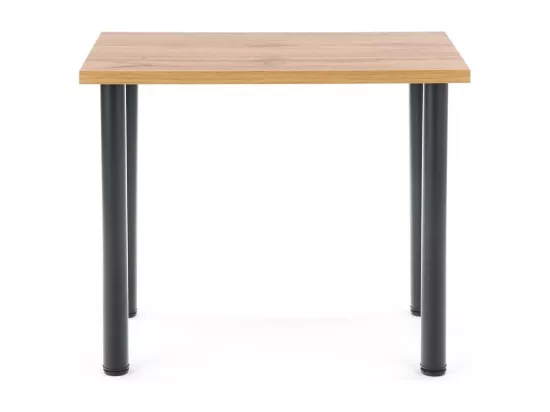 Table de cuisine 90x60 cm avec plateau aspect chêne wotan et pieds noirs en métal RIGEL2