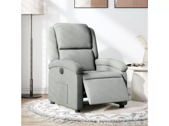 Fauteuil inclinable électrique gris clair velours