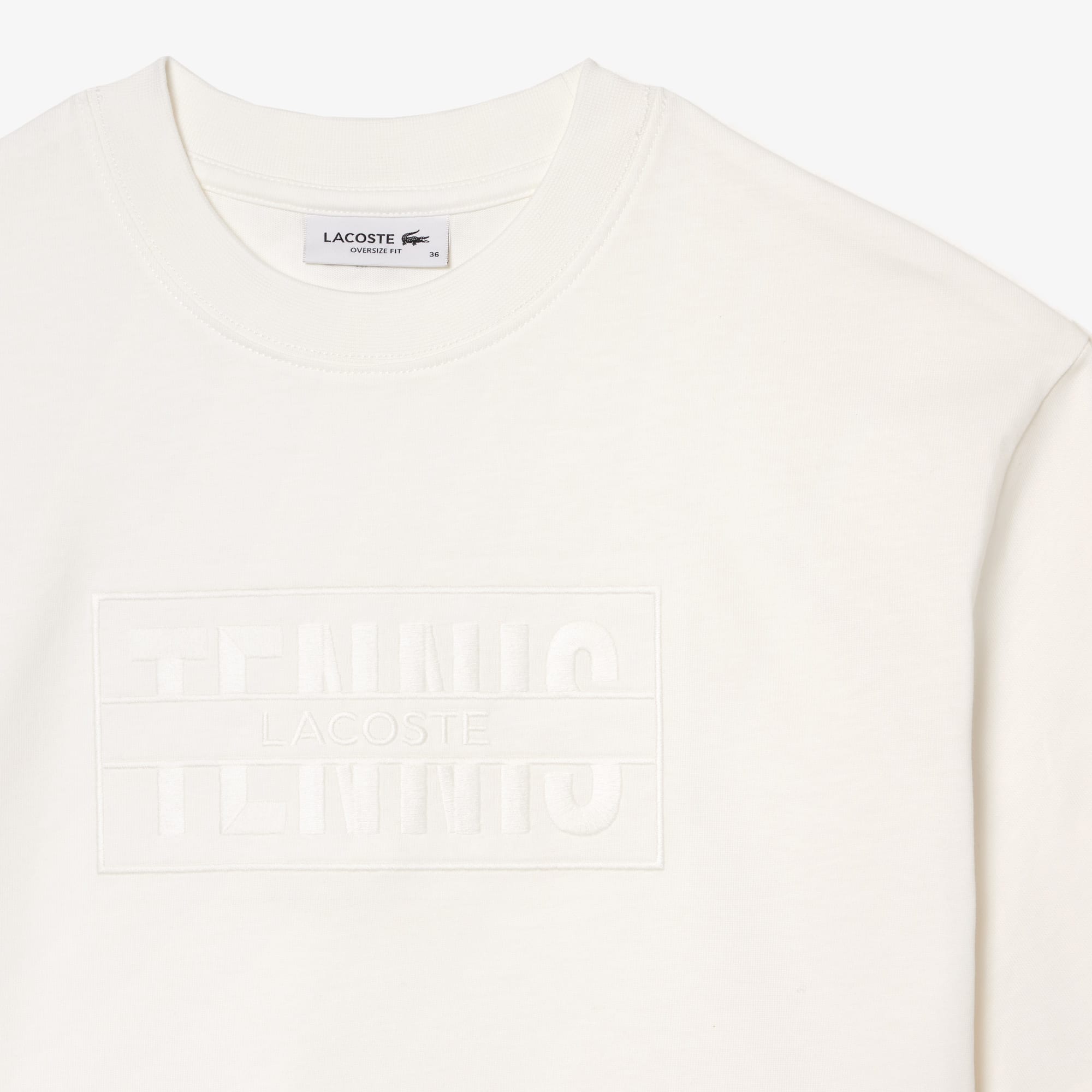 T-shirt oversize en coton broderie Tennis T-Shirts - Blanc - Lacoste - Femme