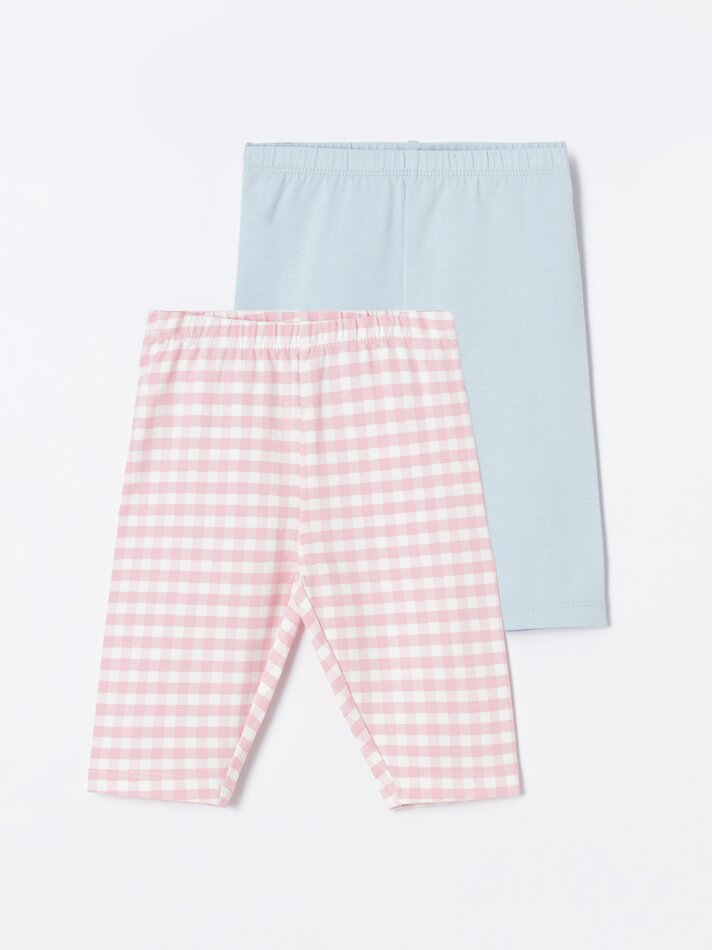 Conjunto com 2 Leggings Capri Combinando - Azul Claro