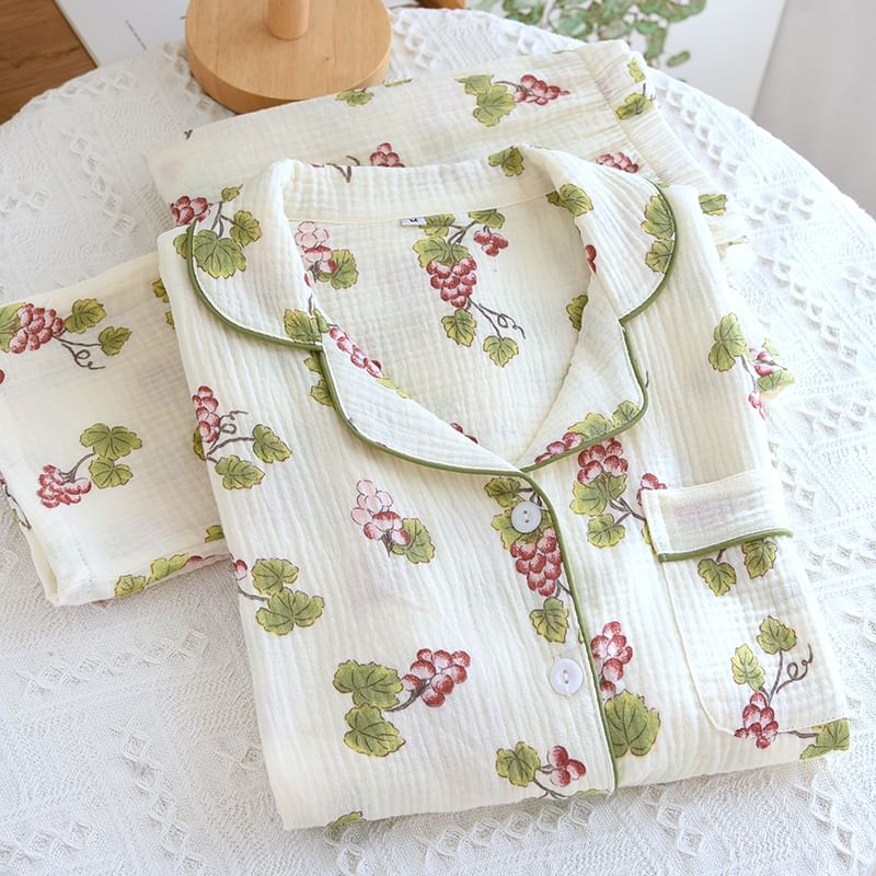 MelMount - Pyjamaset: T-shirt met druivenprint + broek