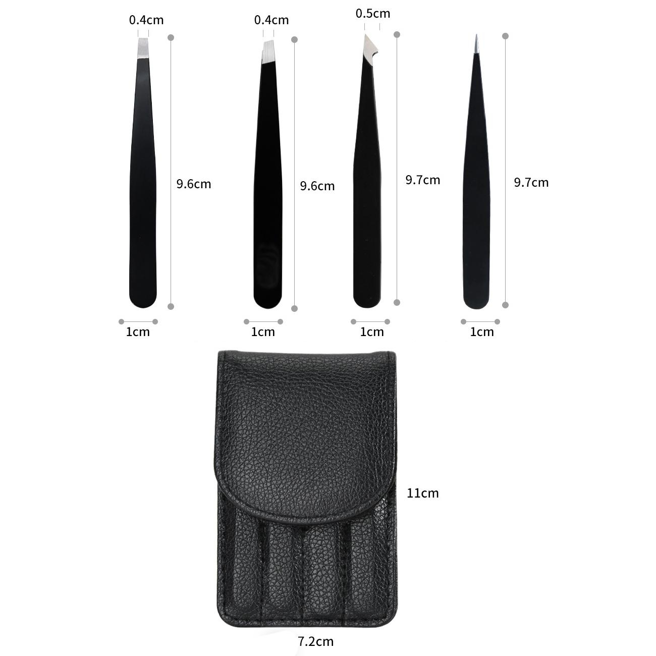 (5-tlg. Set) Universal Edelstahl Präzisions Pinzetten Augenbrauenzupfer - Schwarz