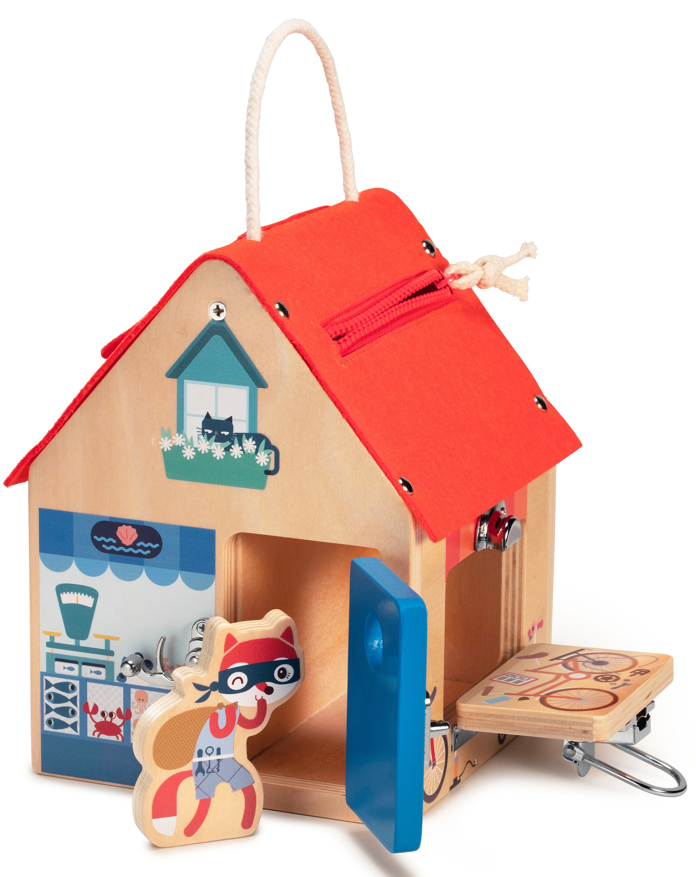 Aktivitätsspielzeug LERNHAUS MIT SCHLÖSSER aus Holz