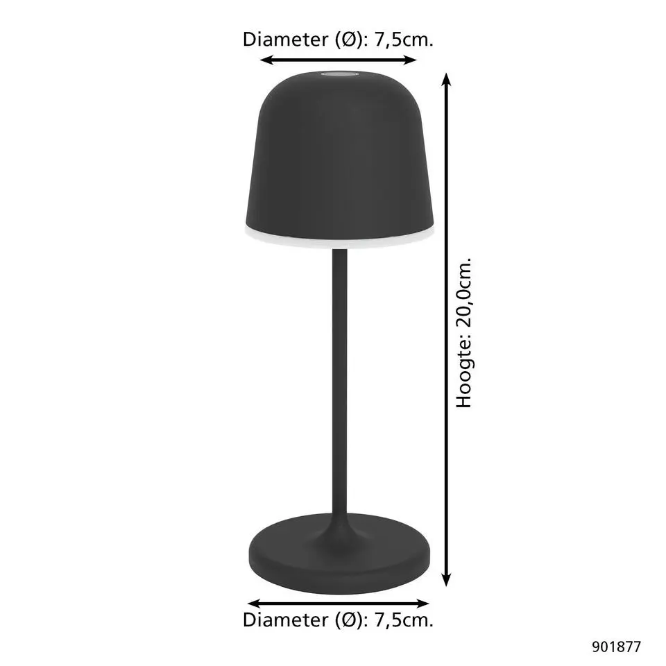 EGLO Mannera-S Tafellamp/Priklamp - USB-C - H 20 cm - Zwart