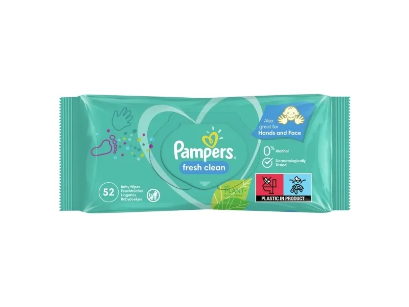 Pampers Fresh Clean - Vådservietter til baby -Dermatologisk testet- Allergivenlig - Neutral pH