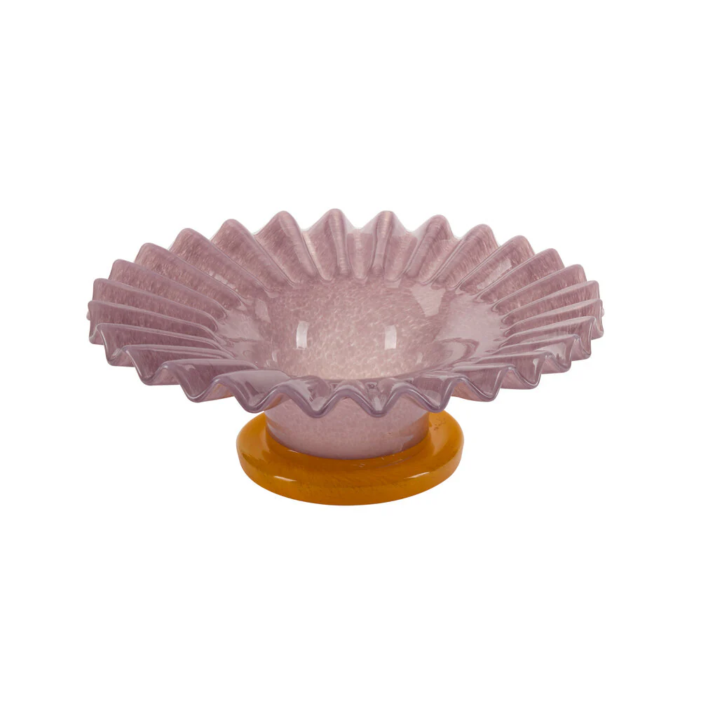 Bahne Interior  Fad med bølget kant, orange/lilla - Ø29cm