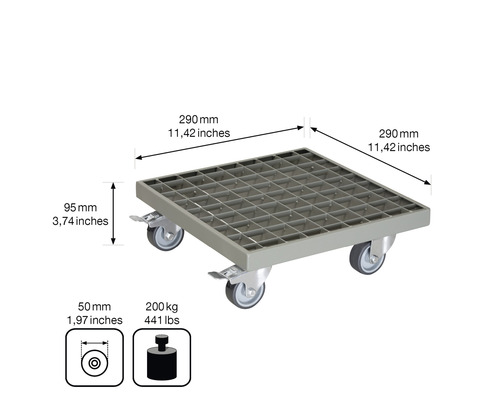 Wagner plantenwagen 29 x 29 x 9,5 cm metaal groengrijs