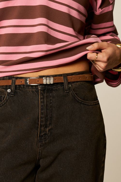 Klein suède cognac riem