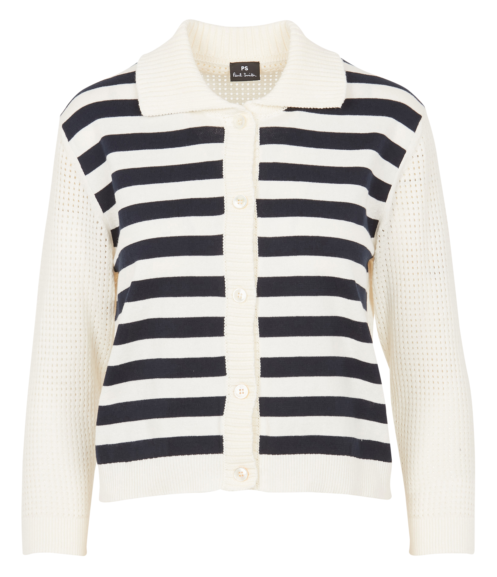 Cardigan à rayures en coton | Blanc