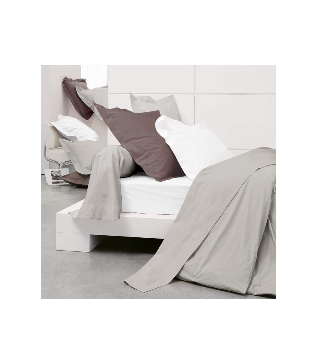 Drap housse uni 90x190 cm pur percale PRIMO Blanc
