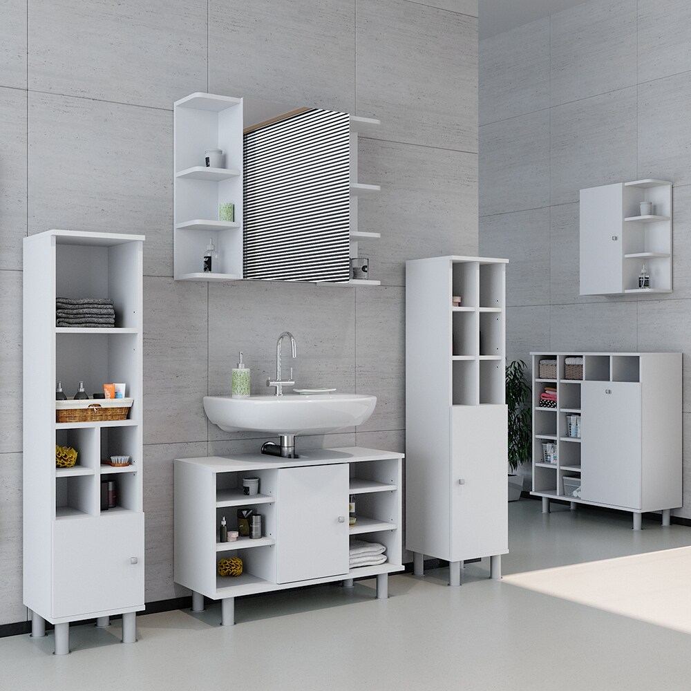 Vicco Badmöbel Set 4tlg Fynn Spiegelschrank Waschbeckenunterschrank Hochschrank