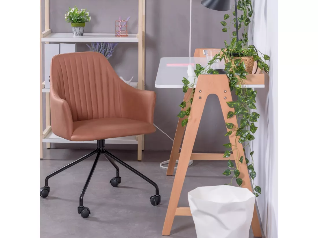 Table de bureau minimaliste en bois de chêne - Pop - Blanc