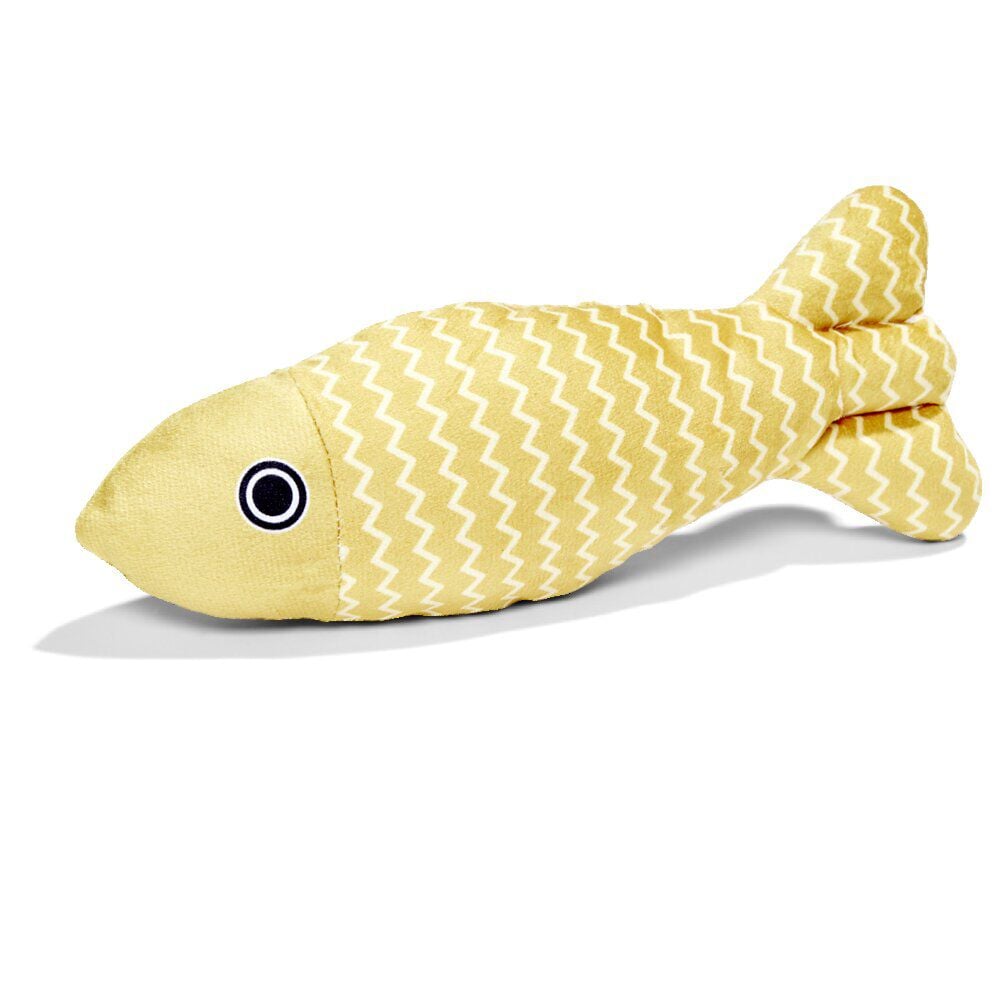 Jouet pour chat forme poisson jaune ou bleu L21cm