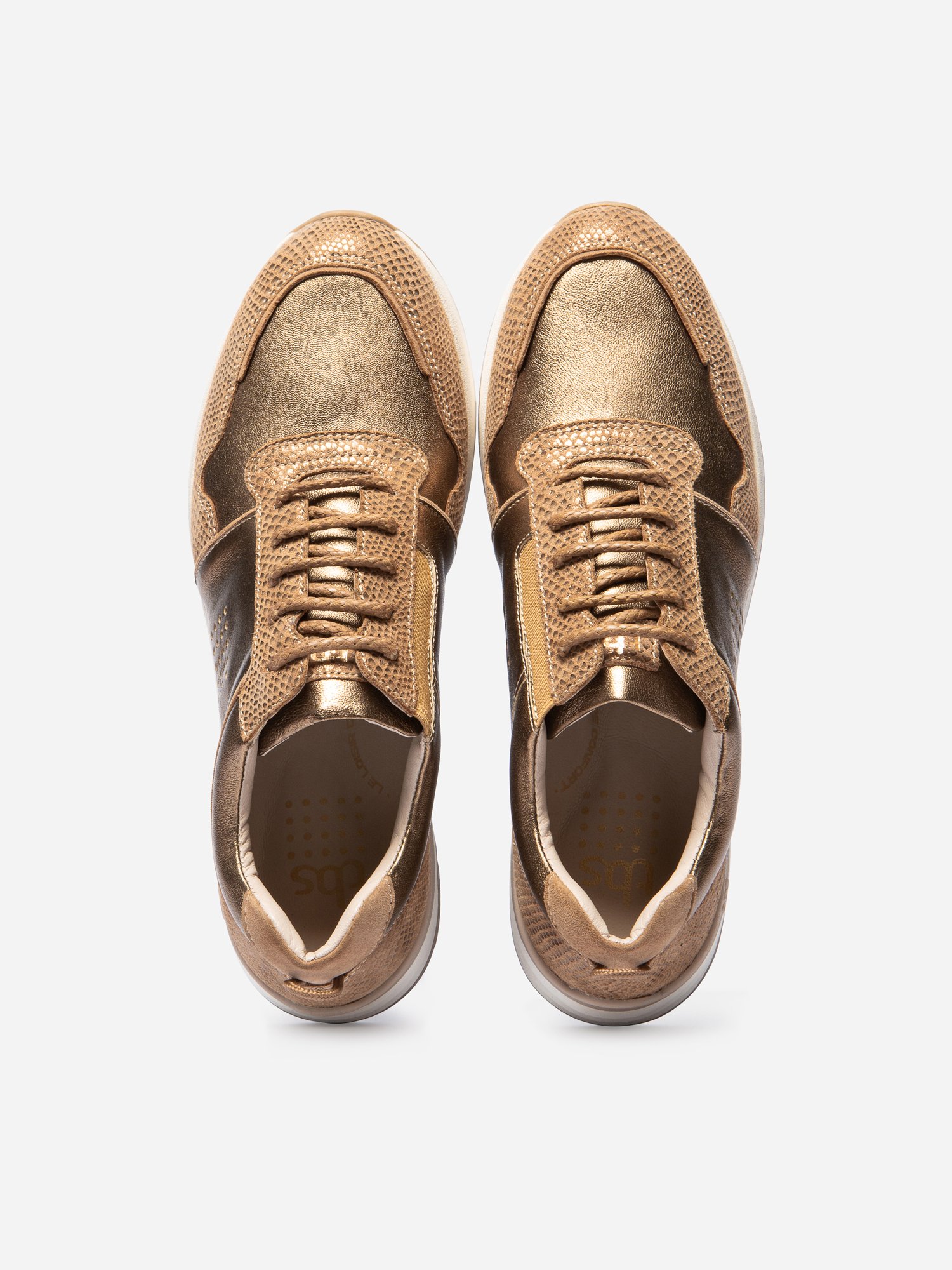 Baskets Compensées Femme Cuir Doré
