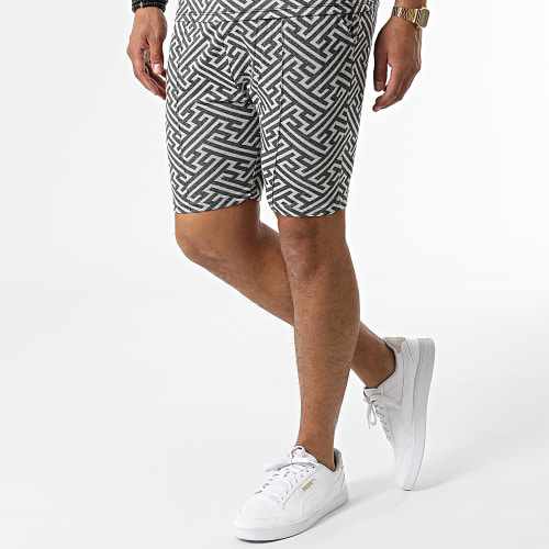 Ensemble Tee Shirt Col Zippé Short Jogging C5839-C8149 Gris