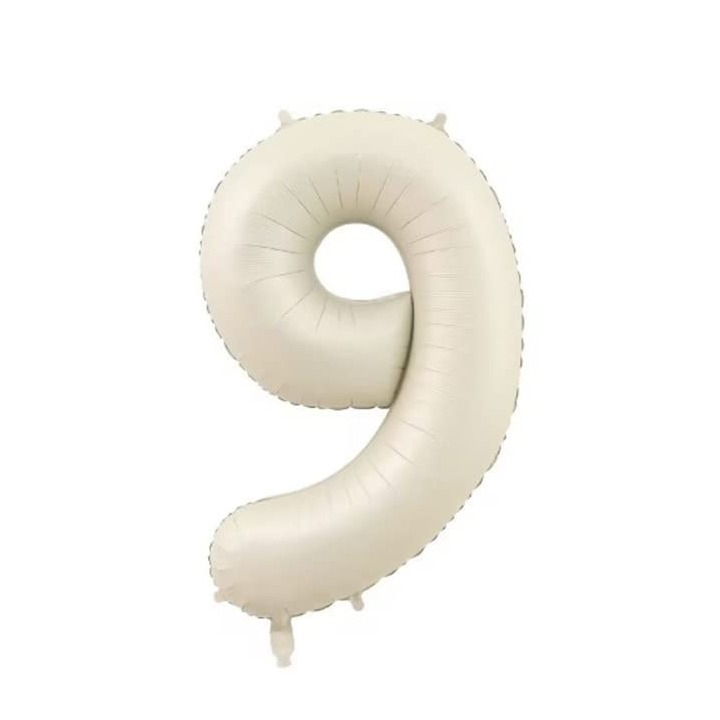 (90cm) Zahlen Ballon Geburtstags Party Luftballon Folienballon - Zahl 9 / Creme