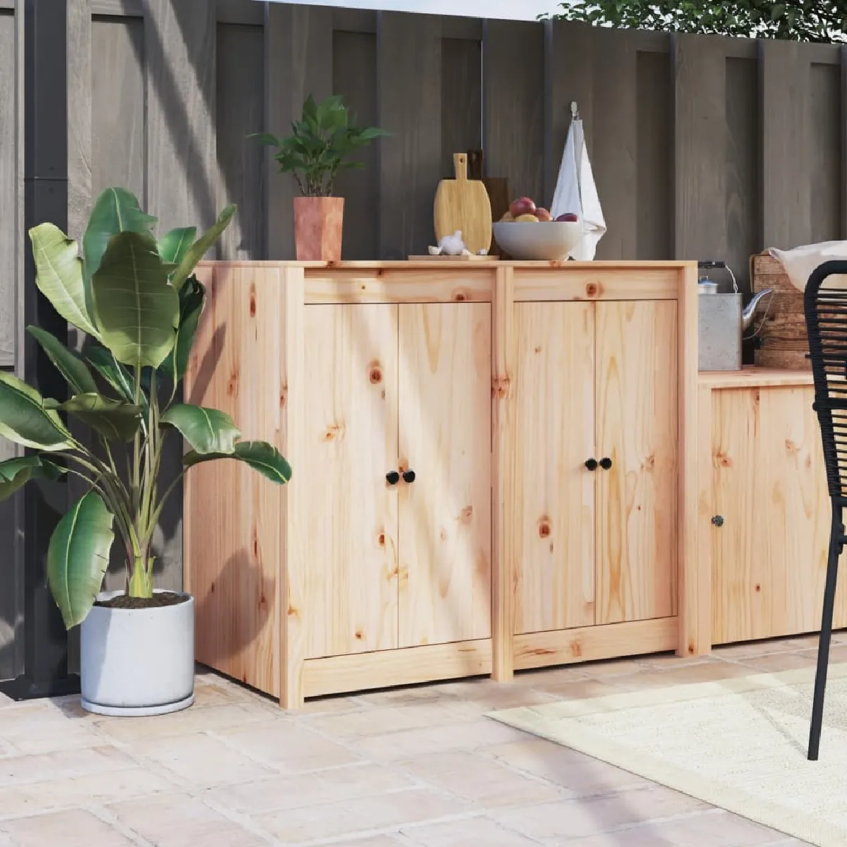 VidaXL Portes de cuisine d'extérieur 2pcs bois de pin