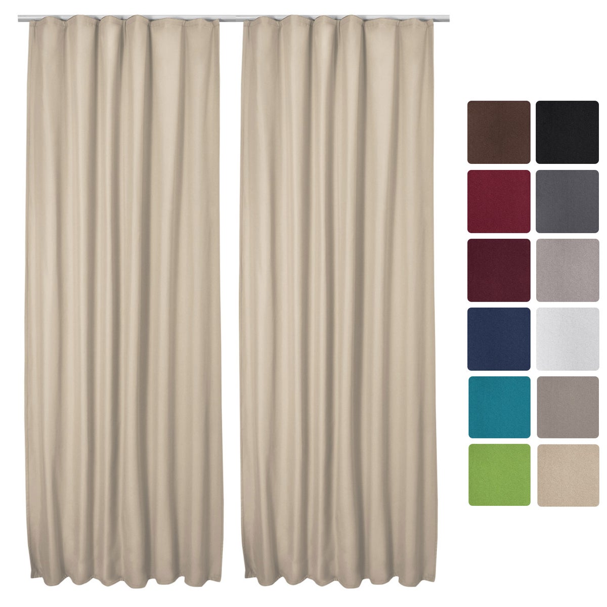 Beautissu Amelie TK gordijn met geplooide band 140x245cm crème (set van 2)