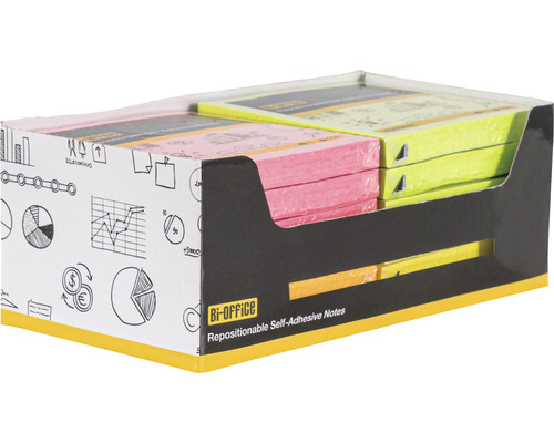 Sticky notes, 100 vellen, 76x76 mm, diverse kleuren