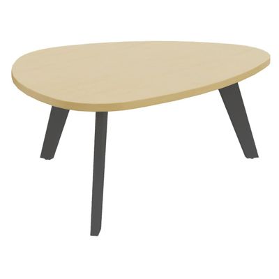 Table basse galet - L100xH42xP90/80 - pied carbone - plateau imitation hêtre