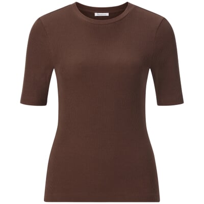 Damen-T-Shirt gerippt, Braun