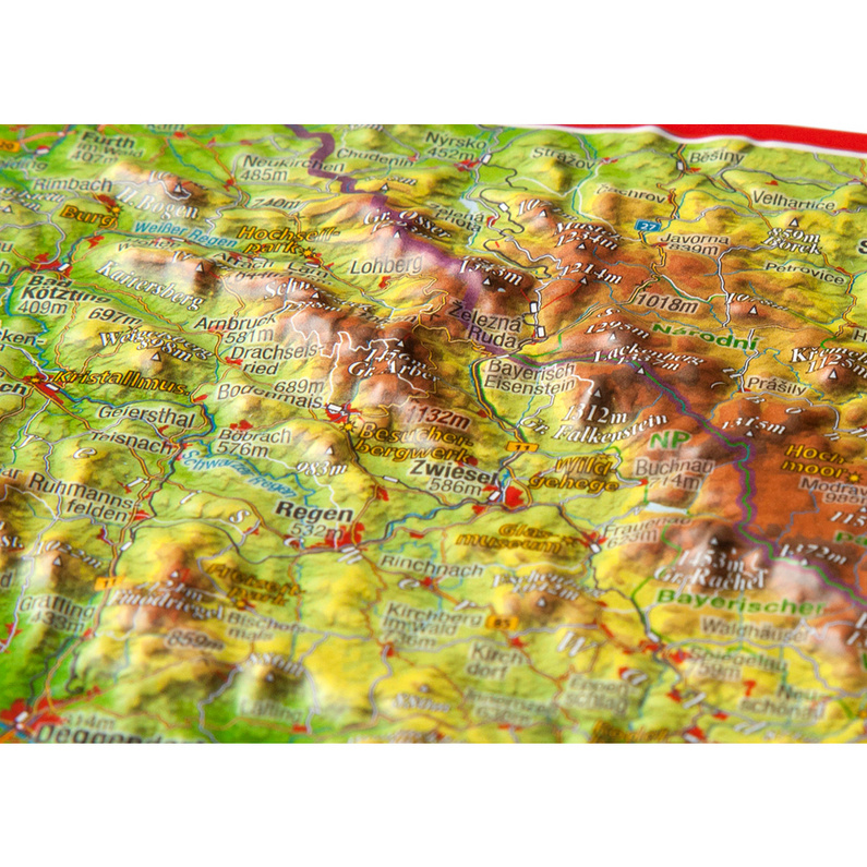 Georelief 3D Reliefpostkarte Bayerischer Wald