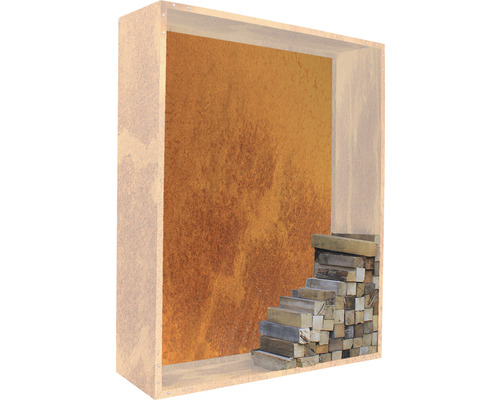 Palatino Corten haardhoutoverkapping met achterwand, 150 x 40 x 180 cm, bruin