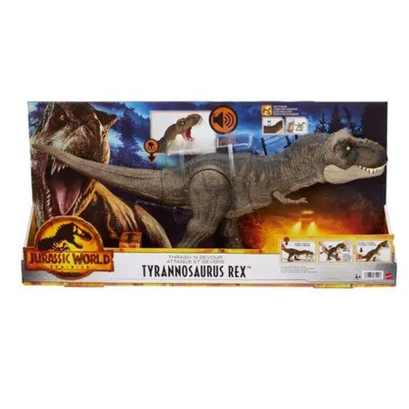 Mattel Jurassic World Thrash ’N Devour Tyrannosaurus Rex, ca. 55 cm lang und ca. 22 cm hoch