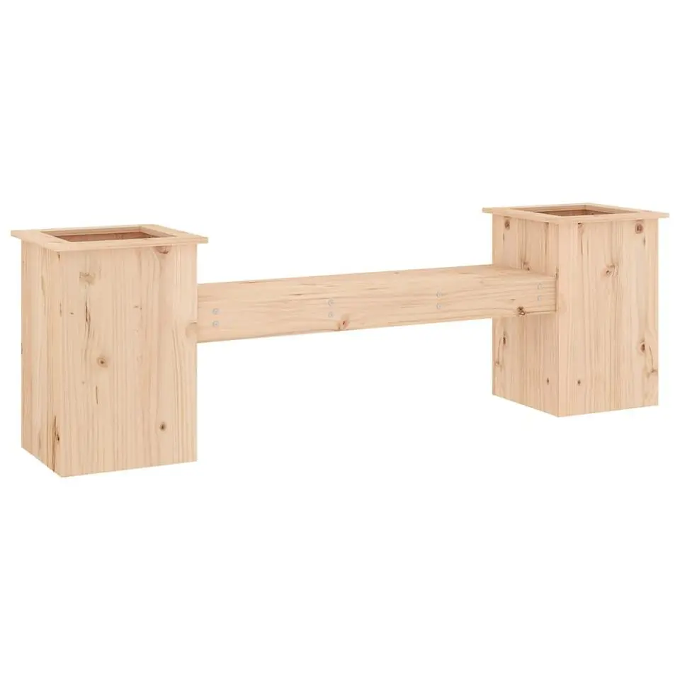 vidaXL -Tuinbank met plantenbakken - Naturel - Grenenhout - 184.5x39.5x56.5 cm