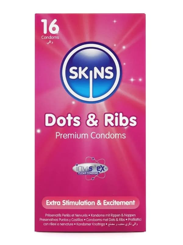 Skins Dots & Ribs Condoms 16-pack Teksturert kondomer